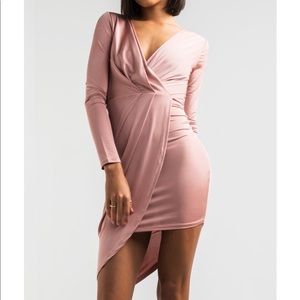 Long sleeve rose gold dress